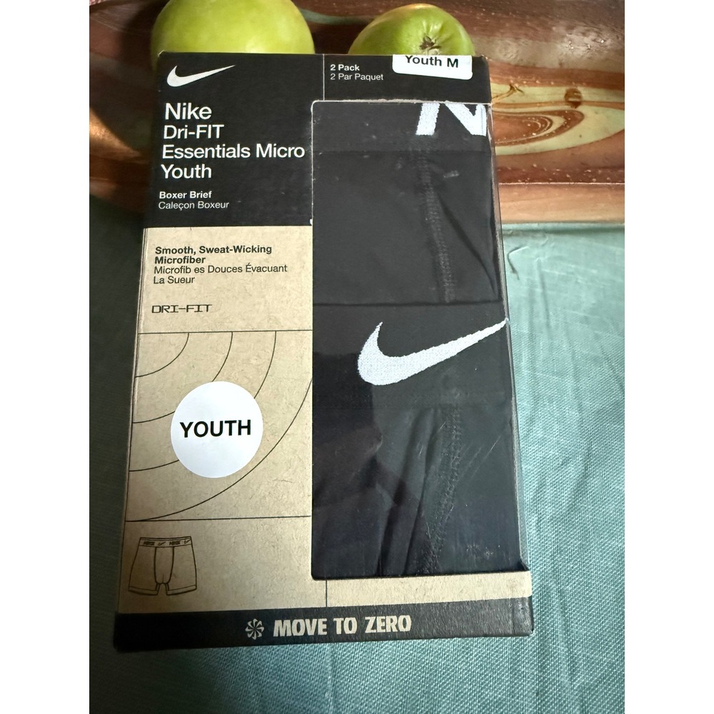 Nike Dri-FIT Essentials Micro Youth Boxer Briefs 2 Pack Black Size Medium M